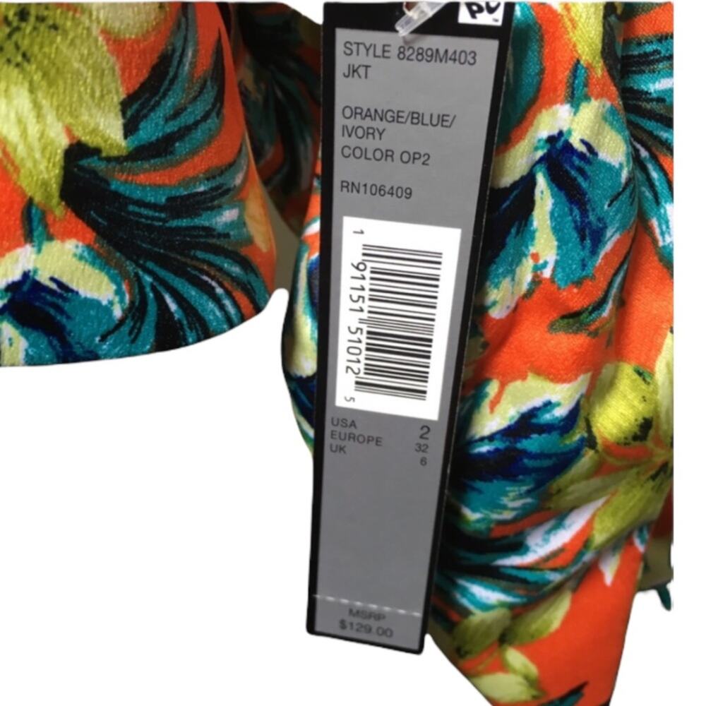 ⭐ 🔥 50% OFF SALE — FINAL PRICETahari ASL Orange Floral Blazer Jacket Size 2 NWT - Picture 12 of 14